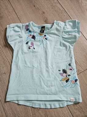 DV Baby Girl Mint Green Floral Short Sleeve T-Shirt Size 6M Snap Neck